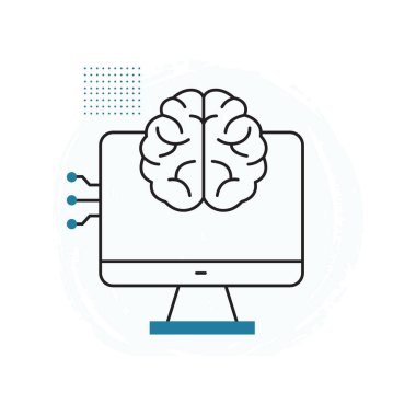 AI Sistemleri ve Kullanıcı Arayüzü Vektör Simgesi Tasarımı, Veri işleme, AI etkileşimi, akıllı teknoloji, yapay zeka platformu