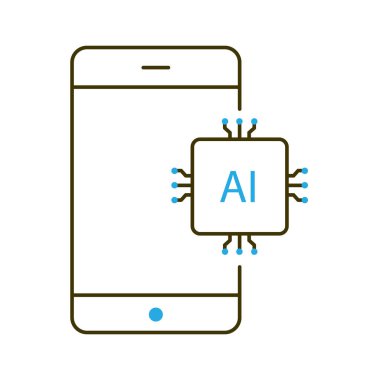 Yapay Zeka Telefonlu Çözümler Vektör İkonat Tasarımı, 