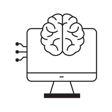 AI Etkileşimi ve Bilgisayar Arayüzü Vector Simgesi Tasarımı, Yapay Zeka hesaplama, akıllı teknoloji, veri işleme, yapay zeka, kullanıcı arayüzü