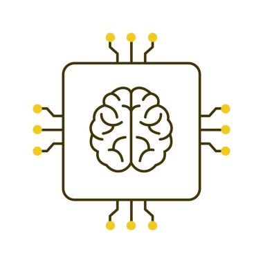 AI Beyin Simülasyonu ve Nöral Ağ Vektör Simülasyonu Simgesi Tasarımı, Derin sinirsel ağlar, AI sistemleri, akıllı sistemler, yapay zeka teknolojisi, akıllı sistemler
