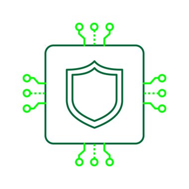 Siber Güvenlik Vektör Simgesi Tasarımı için yapay zeka koruma kalkanı, dijital kalkan, teknik savunma, dijital savunma, yapay zeka güdümlü kalkan