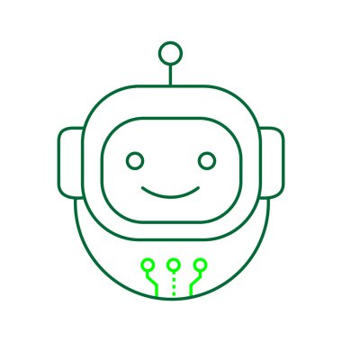 AI Otomasyon Avatar Robot Çözümleri Vektör Simgesi Tasarımı, Yapay Zeka Kontrolü, Endüstriyel Otomasyon, Robot Avatar