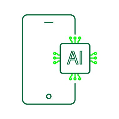 Smartphone Vektör Simgesi Tasarımı için Al-Driven Teknolojisi, mobil teknoloji, akıllı aygıtlar, mobil asistan