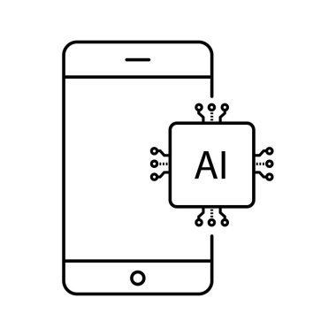 Smartphone AI Entegrasyon Vektörü ICOn Tasarımı, mobil teknoloji, akıllı aygıtlar, dijital yenilik