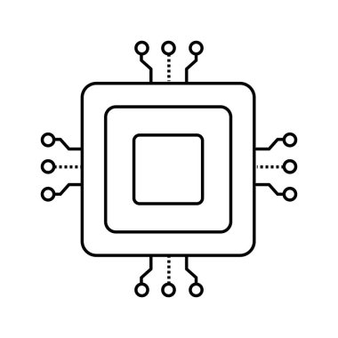 AI CPU Çip Teknoloji Vektör Simgesi Tasarımı, Merkezi İşlem Birimi, Yapay Zeka, İşlemci