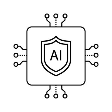 Veri Koruma Vektör Tasarımı için yapay zeka kalkanı, siber güvenlik, dijital güvenlik, akıllı sistemler, şifreleme