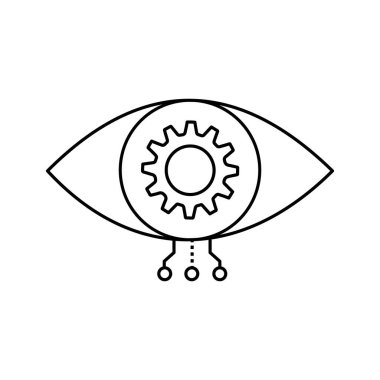 AI Vision Eye Technology Vector Simge Tasarımı, otomasyon, görsel zeka, sinirsel ağlar, dijital görüş