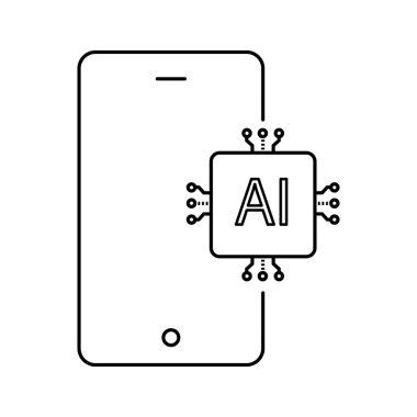 Gelişmiş Akıllı Telefon Teknoloji Vektör Simgesi Tasarımı, mobil uygulamalar, akıllı sistemler, mobil yapay zeka