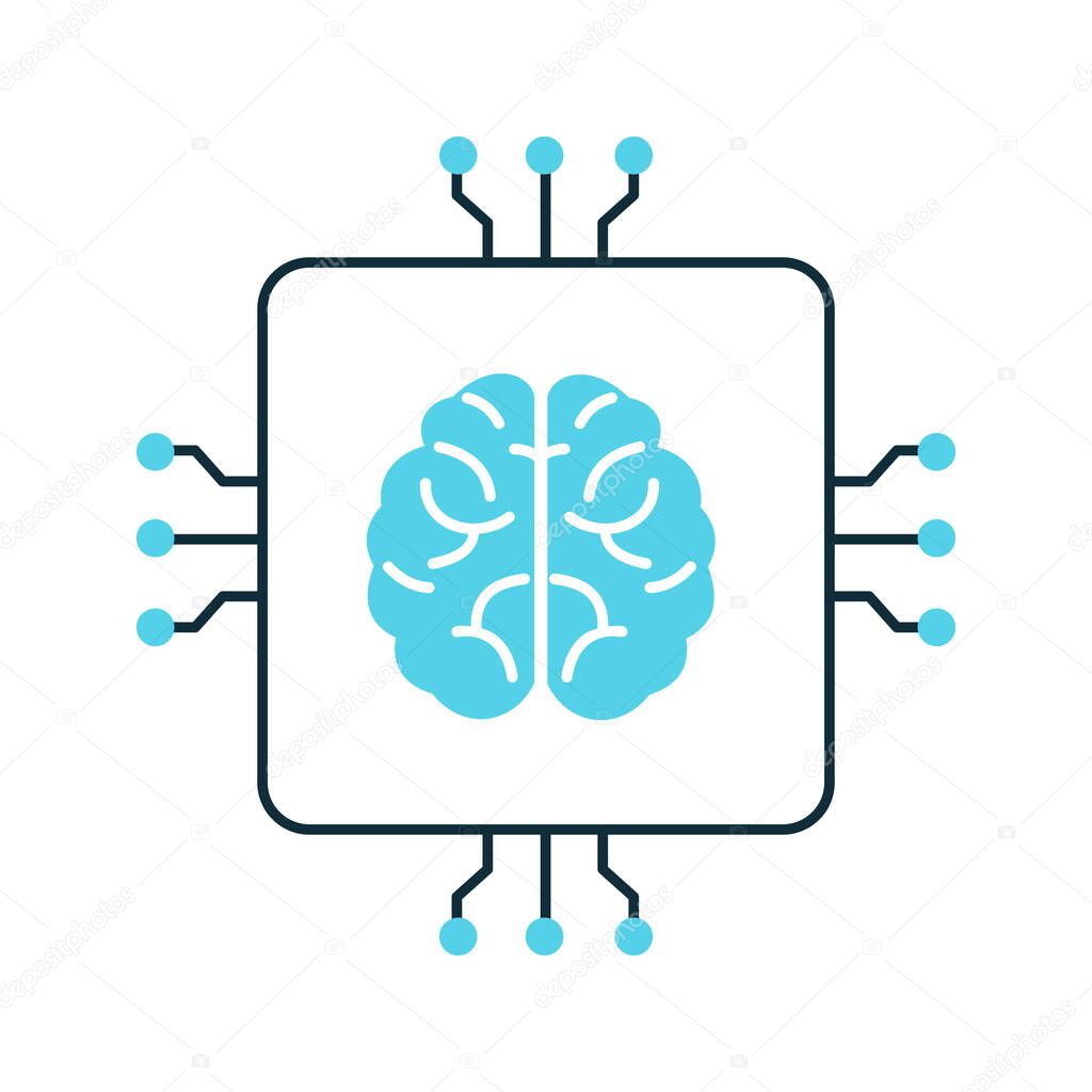AI Brain Simulation and Neural Networks Vector Icon Design, AI algorithms, brain-inspired AI, deep neural networks, intelligent systems