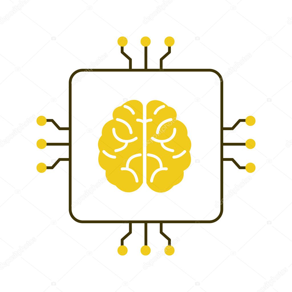 Neural Computing and AI Brain Vector Icon Design, AI technology, deep neural networks, intelligent systems, AI computing, technology