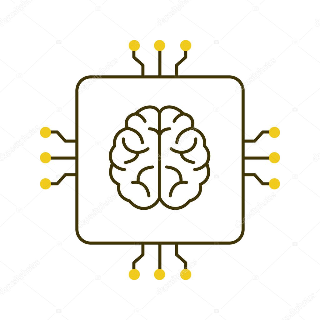AI Brain Simulation and Neural Network Vector Icon Design, deep neural networks, AI systems, smart systems, AI technology, intelligent systems
