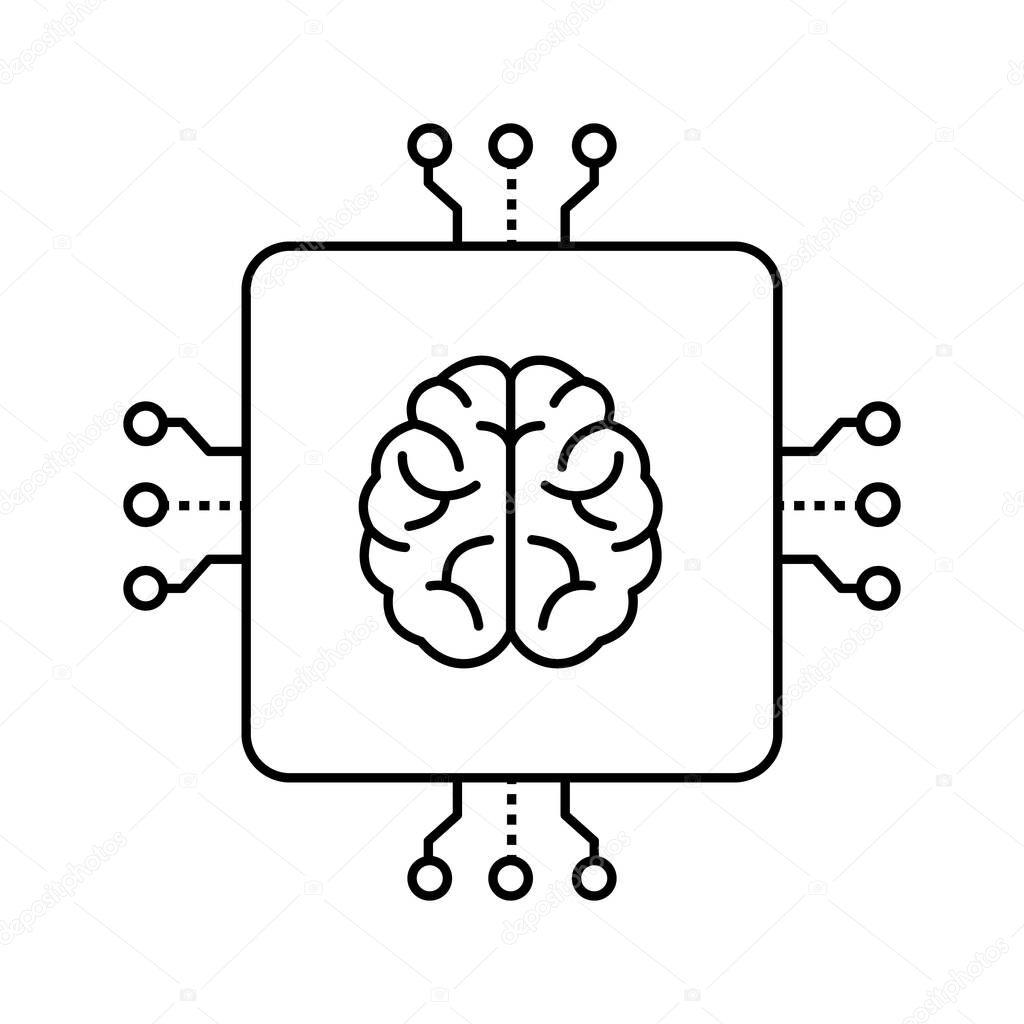 AI Neural Network Brain Vector Icon Design, AI brain, neural networks, AI technology, brain simulation, cognitive computing