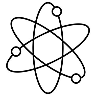 atom vektörü simgesi, çizgi illüstrasyonu