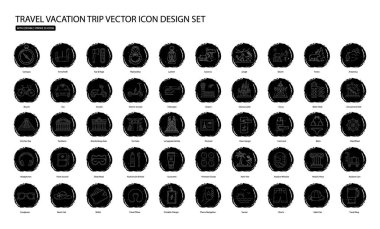 Vacation Trip Vector Icon Design Pack with Editable Stroke clipart