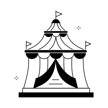 Sirk Çadırı Eğlence Vektörü Simgesi Tasarımı