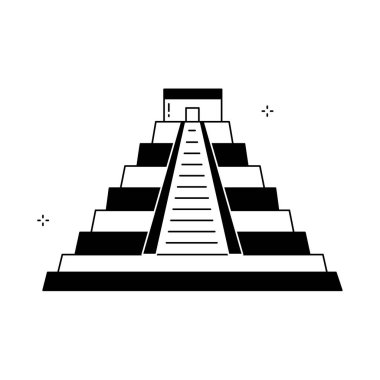Chichen Itza Maya Piramit Vektör Simgesi Tasarımı