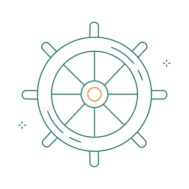 Tahta Gemi Tekerleği Denizcilik Vektörü Simgesi Tasarımı