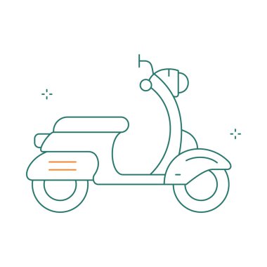 İki Tekerlekli Scooter Şehri Dönüş Vektörü Simgesi Tasarımı
