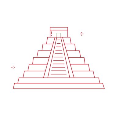 Chichen Itza Arkeolojik Alan Vektörü Simgesi Tasarımı