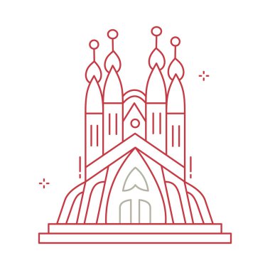 Barcelona La Sagrada Familia Vektör Simgesi Tasarımı
