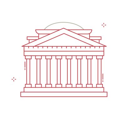 Tarihi Roma Panteon Tapınağı Vektör Simgesi Tasarımı
