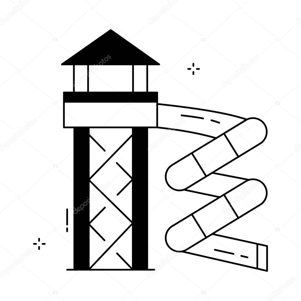 Water Slide Amusement Park Vector Icon Design