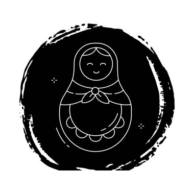 Dekoratif Ahşap Matrioshka Bebek Vektör Simgesi Tasarımı