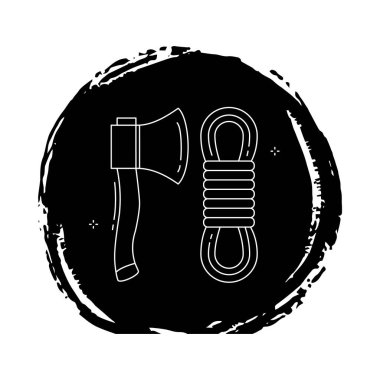 Tırmanan Balta ve Dayanıklı Halat Vektörü ICon Tasarımı