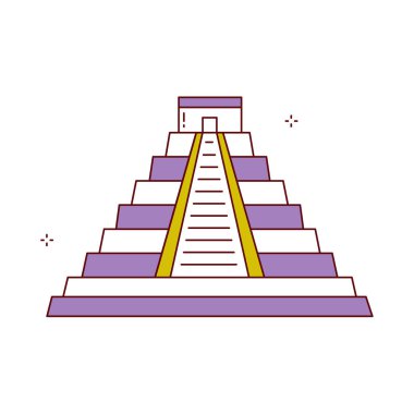 Chichen Itza Meksika Miras Vektörü Simge Tasarımı