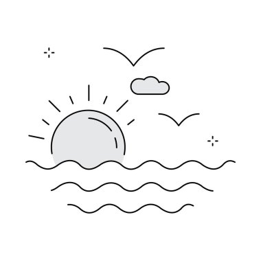 Romantik Günbatımı Görünümü Vektör Simgesi Tasarımı