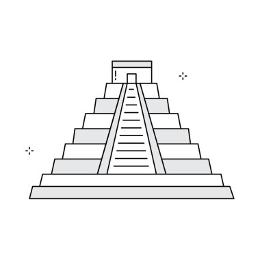 Yucatan Antik Maya Piramit Vektör Simgesi Tasarımı