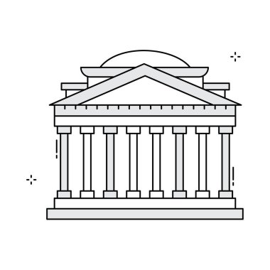 Pantheon Iconic Classical Architecture Vector Icon Design clipart