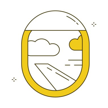 Uçak Yolculuğu Pencere Vektörü Simgesi Tasarımı