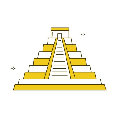 Kültürel Dönüm Noktası Chichen Itza Vektör Simgesi Tasarımı