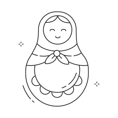 El Boyalı Rus Matrioshka Bebek Vektör Simgesi Tasarımı