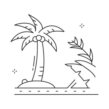 Sahne Adası Palmiye Ağacı Vektör Simgesi Tasarımı