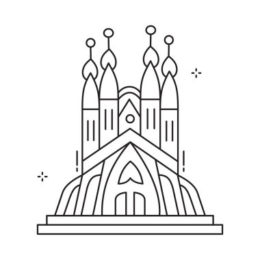 Dünyaca ünlü La Sagrada Familia Vektör Simgesi Tasarımı