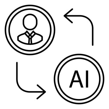 Düzenlenebilir Vuruşlu İnsan vs AI Kavramsal Vektör Simgesi Tasarımı