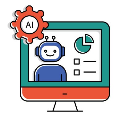 Sanal Ai Sunumu Çevrimiçi Buluşma Vektörü Simgesi Tasarımı