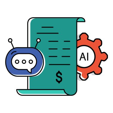 Al-Driven Muhasebe ve Finans Vektörü Simgesi Tasarımı