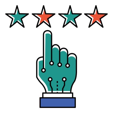 Yapay Zeka Gücü Geribildirim ve Değerlendirme Sistemi Vektör Simgesi Tasarımı