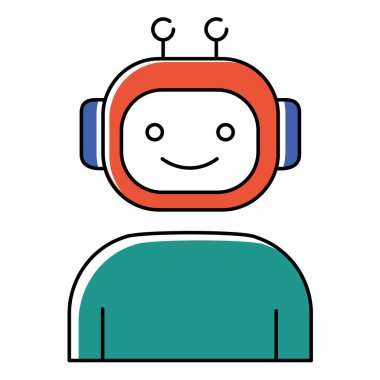 Fütürist Yapay Zeka ve Robot Vektör Simgesi Tasarımı 