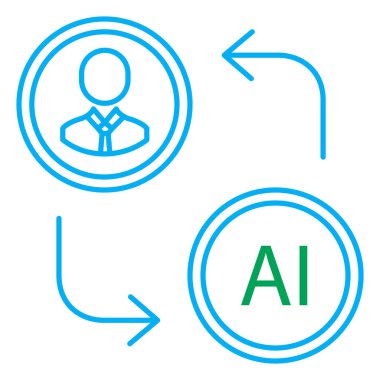 Man vs AI Concept Vector Illustration Simge Tasarımı