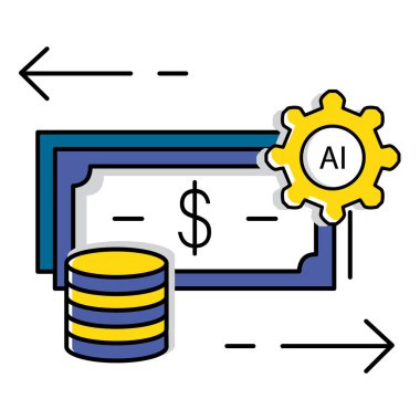 Cash Alow ve Ai Para Aktarım Vektör Simgesi Tasarımı