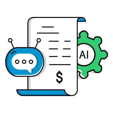 Al-Powered Muhasebe ve Finans Vektörü Simgesi Tasarımı