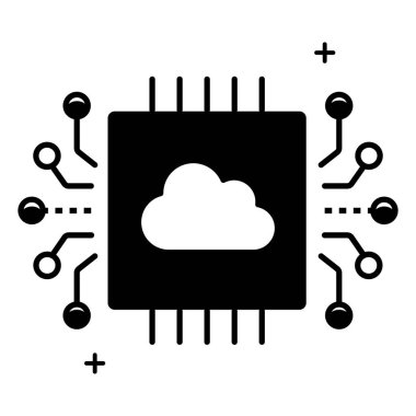 Bulut İşleme ve Veri Yönetimi Vektör simgesi tasarımı
