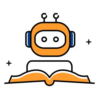 Yapay Zeka Robot Okuyan Kitap Vektörü simgesi tasarımı
