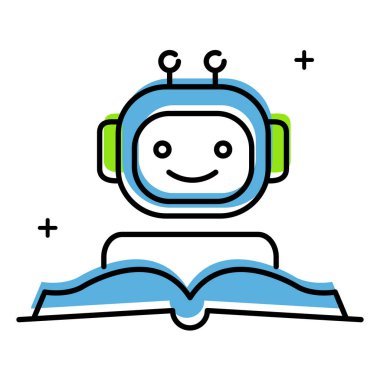 Kitap Vektörü simgesi tasarımından Al-Power Robot Öğrenme