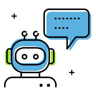 Al-Power Chatbot Müşteri Hizmetleri Yardımcı Vektör Simgesi Tasarımı