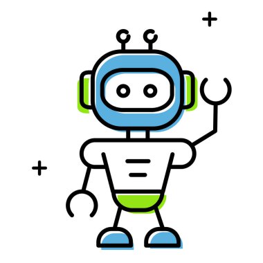 İnsansı Robot Yapay Zeka Teknolojisi Vektör Simgesi Tasarımı